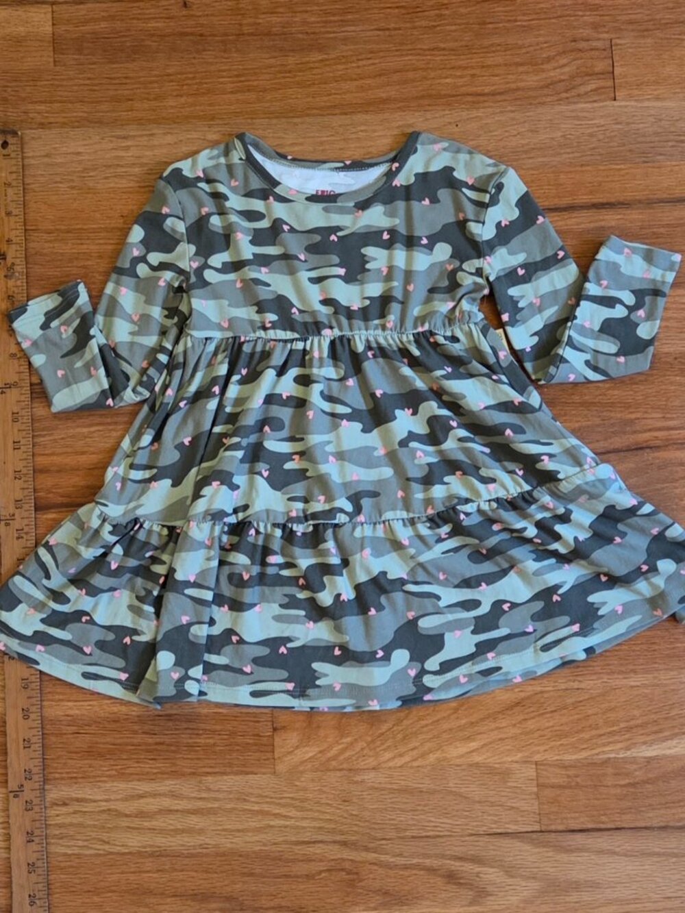 NEW WITH TAGS- Trendy Camouflage Little Girls Dress with Hearts, 4t
